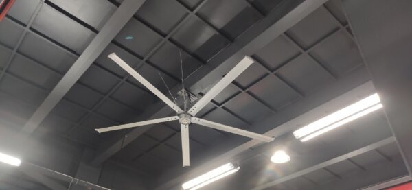 black industrial ceiling fan