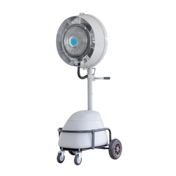 Industrial mobile mist fan with wheels and handles