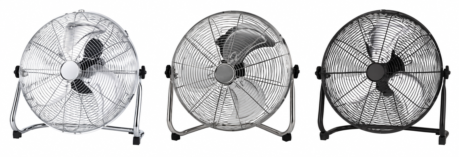 Three different supporting bracket options for industrial floor fan