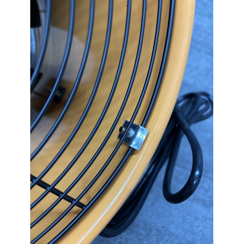 Close-up of the portable blower grille, steel inlet rim and grille fastener