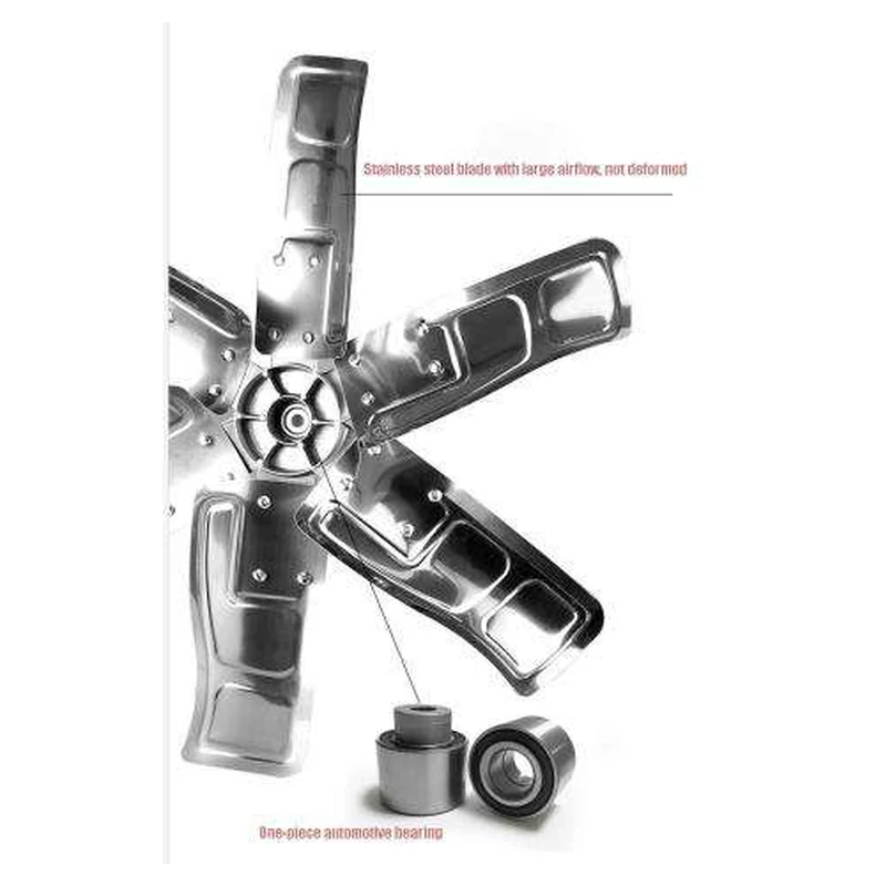 Stainless steel exhaust fan blade assembly and bearing details