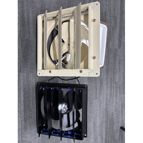 Side-by-side housing comparison of the FA10 exhaust fan and an economy wall exhaust fan