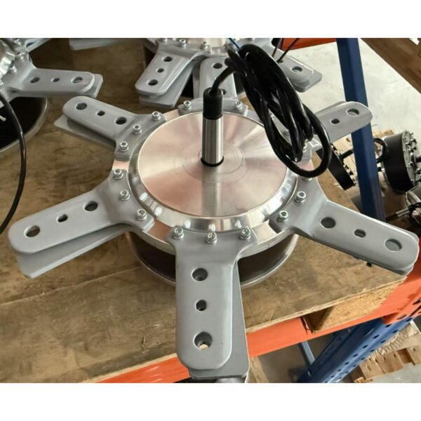 Permanent magnet fan motor and six-arm blade support assembly
