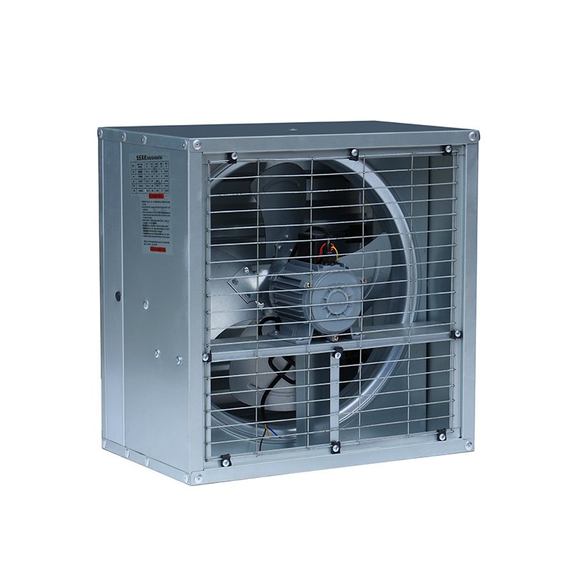 Compact square exhaust fan casing and grille