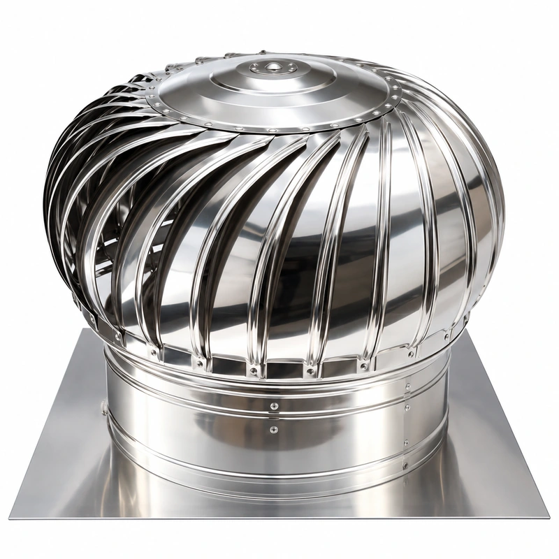 AIRTECHZ roof turbine ventilator with curved metal blades and a square mounting base