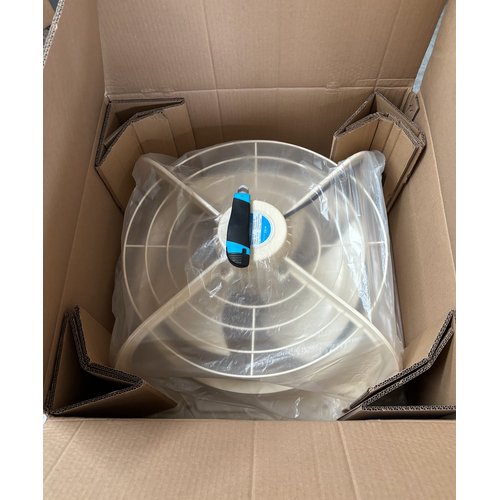 Commercial exhaust fan packed individually inside a cardboard carton