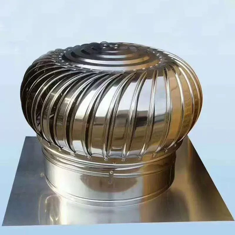 Roof turbine ventilator on a silver stainless steel mounting base